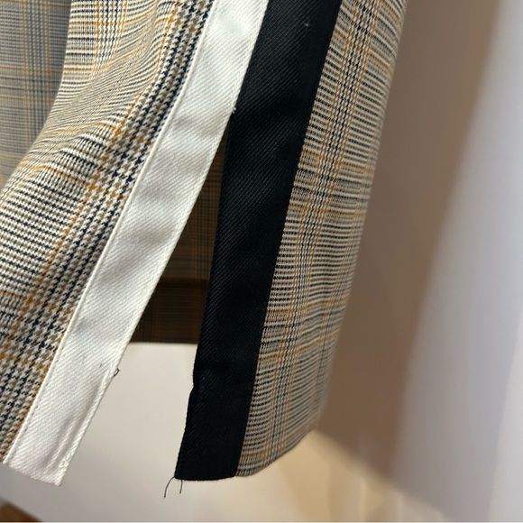 Nine West Side-Stripe Wide-Leg Plaid Pants, XS, Black White Gold, Elastic Waist - Picture 4 of 8